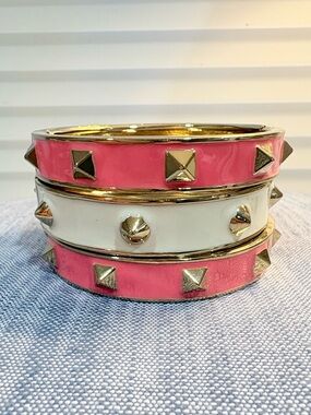 Studded Enamel Bangle Bracelet Stack Set